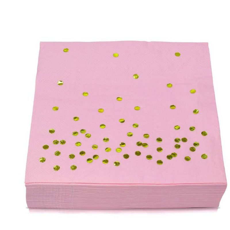 烫金粉色纸巾50张