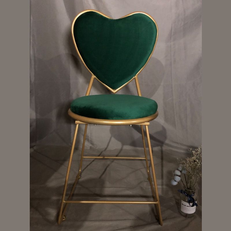 弓形爱心椅绿色绒布坐垫 实心钢筋