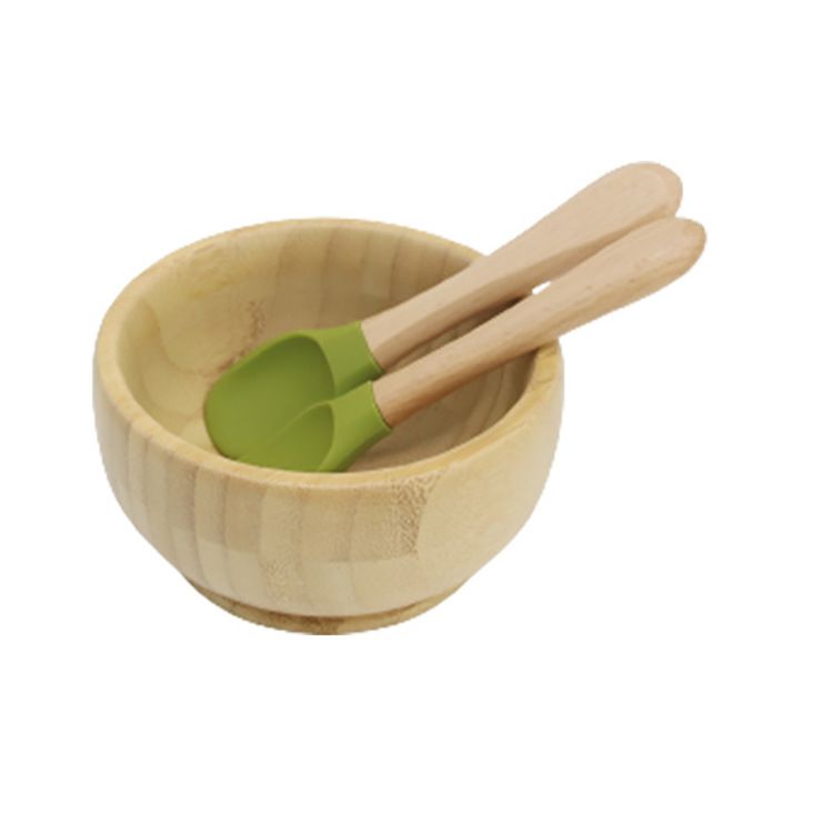 竹碗 叉勺23#芥末绿