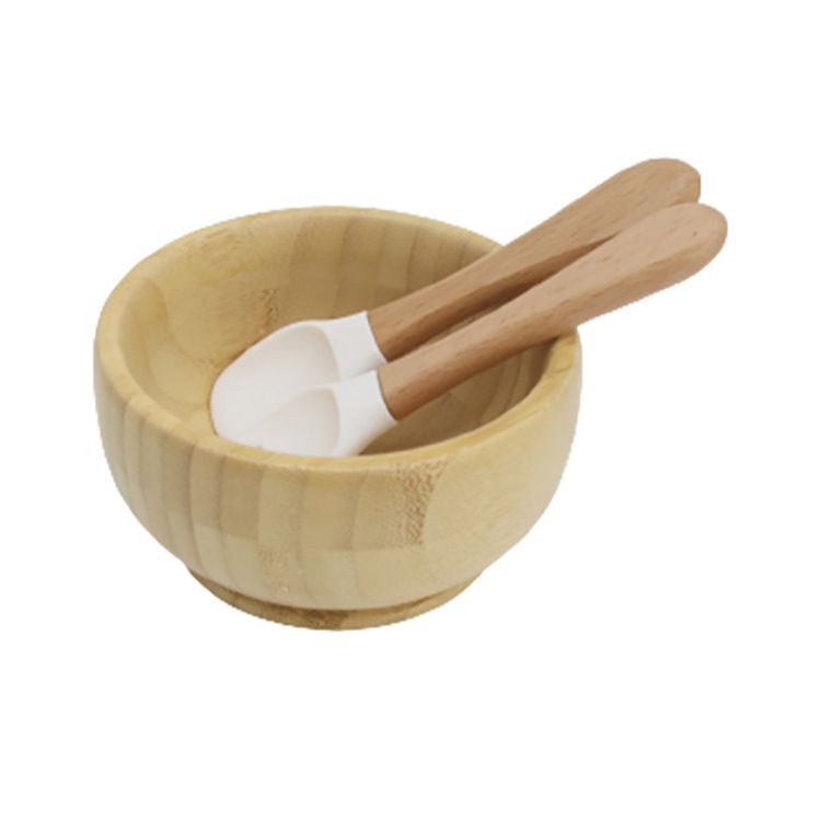 竹碗 叉勺白色